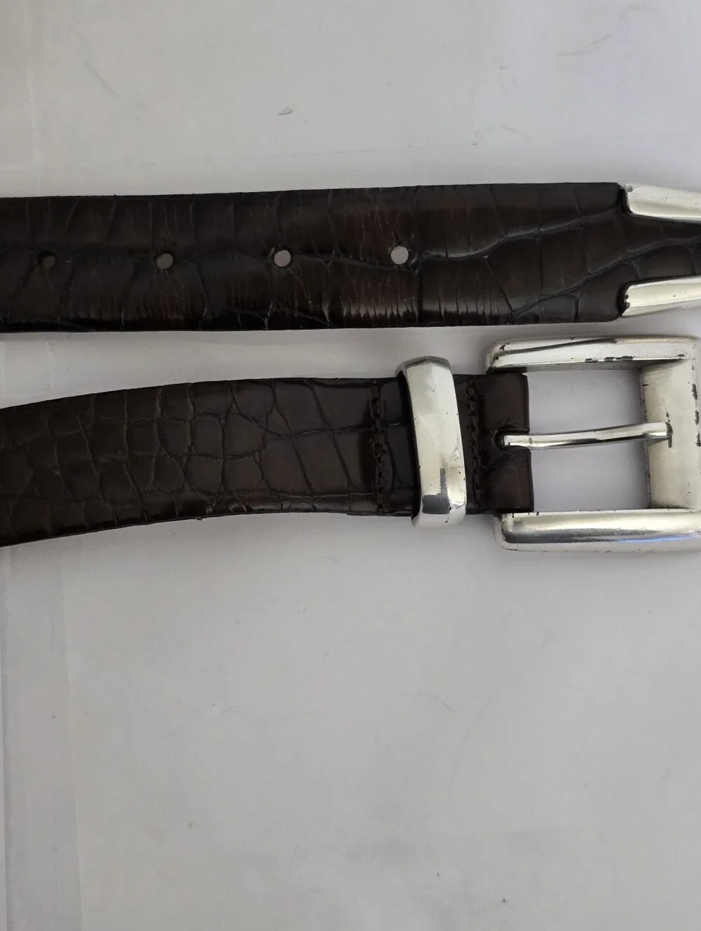 FOSSIL women's size Large Croco Embossed Cowhide Leather Dress Belt Brown